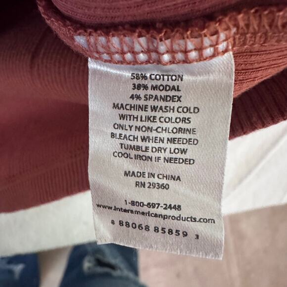 dip Rust Shirt Dress Ribbed Crew Neck Stretch Relaxed  Large Woman Causal - Picture 3 of 6